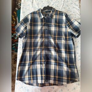 Lee Men's Navy and White Plaid Button Down Shirt